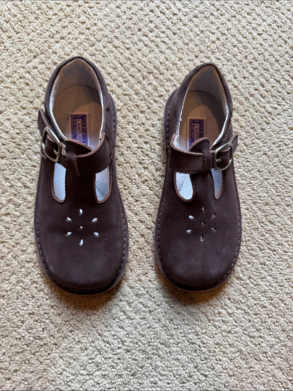 L'Amour Dark Brown Girls T-Strap Mary Jane Dress Shoes-size 12-precious